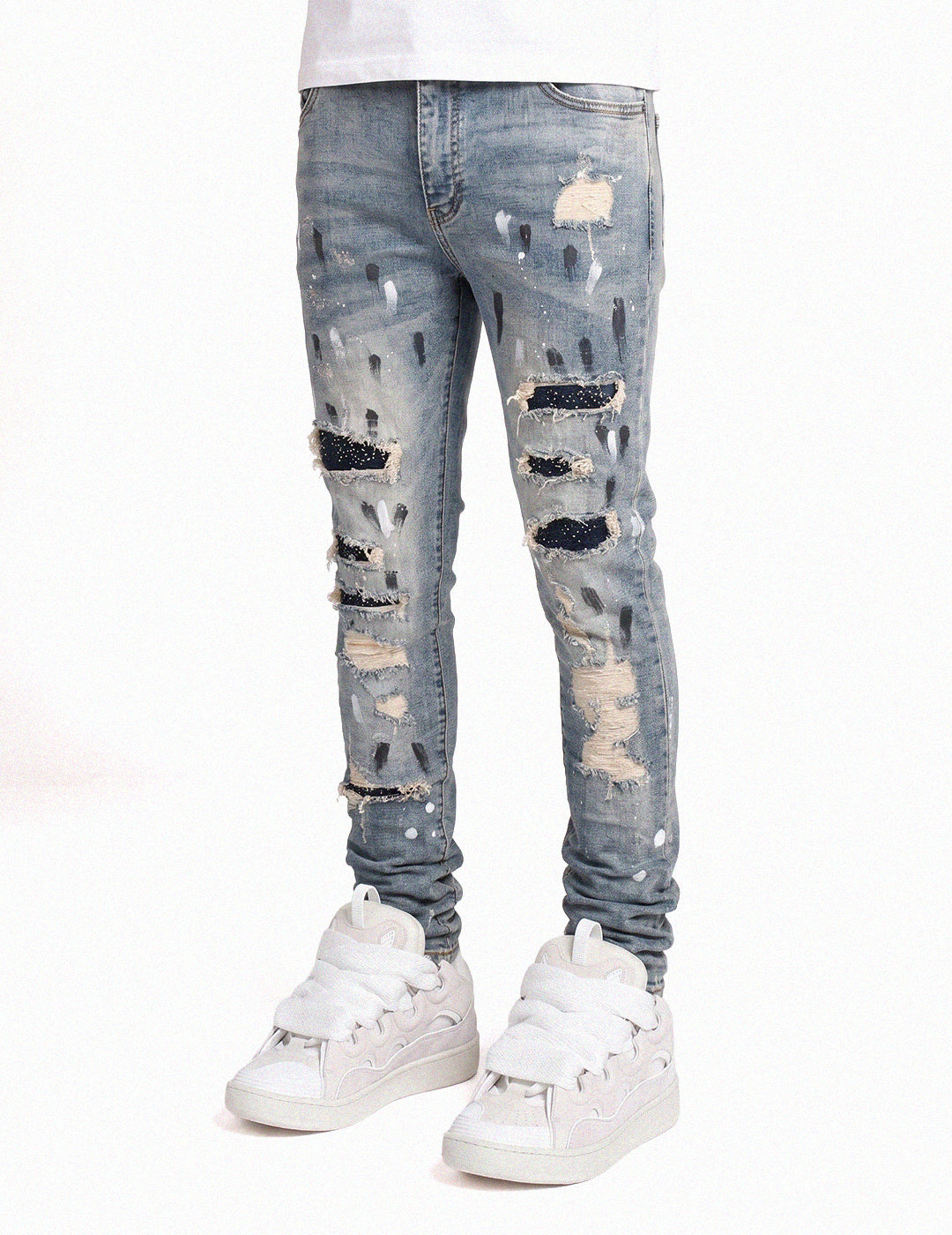 blugi skinny embellished purpi