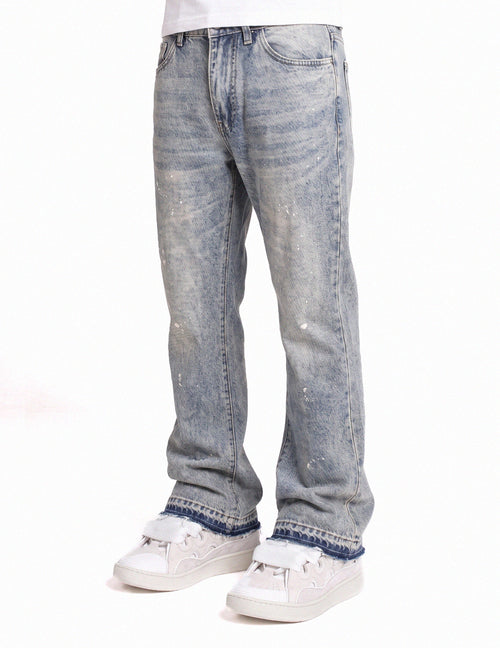 blugi flare cream purpi