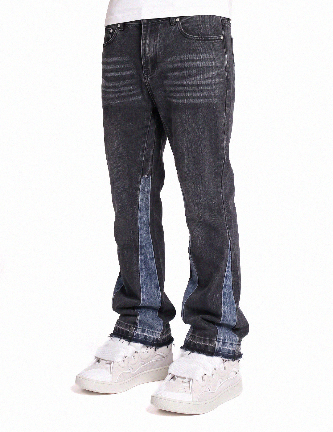 blugi flare track purpi